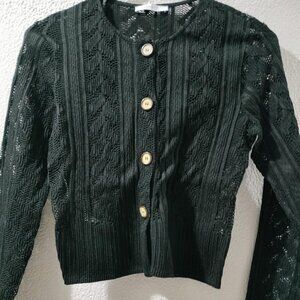 ZARA-S- butoons down cardigan -CROP TOP- BLACK CARDIGAN